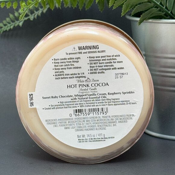 BBW Hot Pink Cocoa White Barn Bath & Body Works 3 Wick Candle - Picture 9 of 10